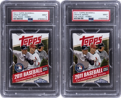 2011 Topps Update Series Baseball Sealed Hobby Foil Packs (2 Different) - PSA MINT 9 